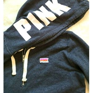 VS PINK XS woman's hoodie, retired, navy blue rainbow, half zip